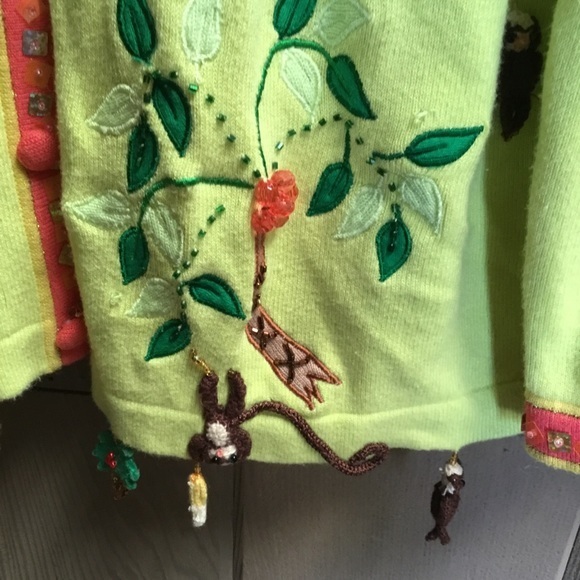 Unique cardigan set-monkeys, bananas, palm, trees! - Picture 3 of 8